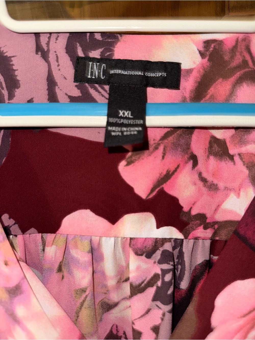 INC International Concepts Floral Top in Burgundy and Pink
